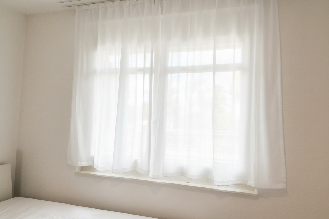 Transparenter Vorhang Schlafzimmer – aufgehellt